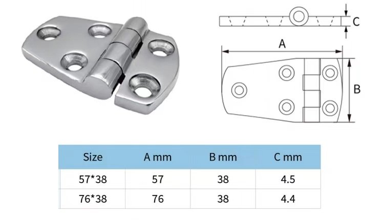 Stainless Steel Narrow Eage Hinge Drawing