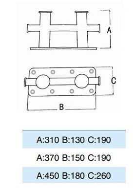 316 Stainless Steel Heavy Duty Welding Double Cross Bollard drawing