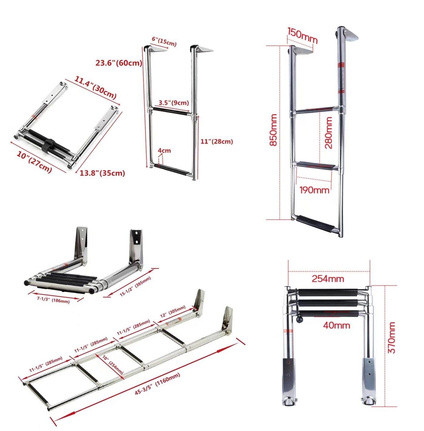 The Size of Stainless Steel Diving Ladder For Boat
