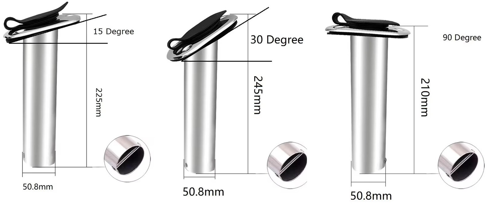 Stainless steel fishing rod holder size
