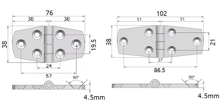 stainless steel heavy duty casting hinge size