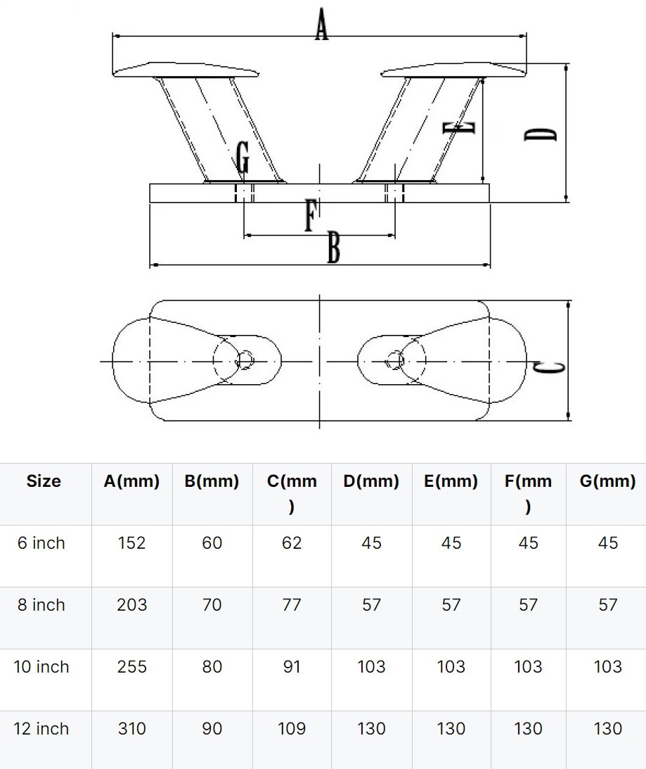316 Stainless steel Twin Horn Bollard drwaing