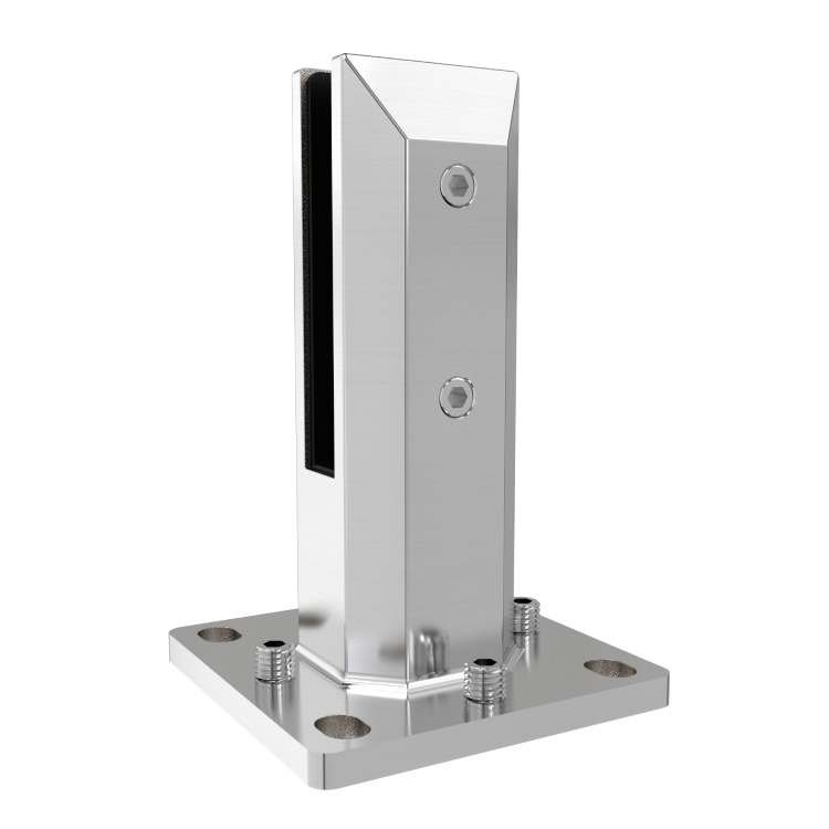 Floor mounted Duplex 2205 stainless steel mirror surface glass spigot for 1/2" tempered glass balustrade